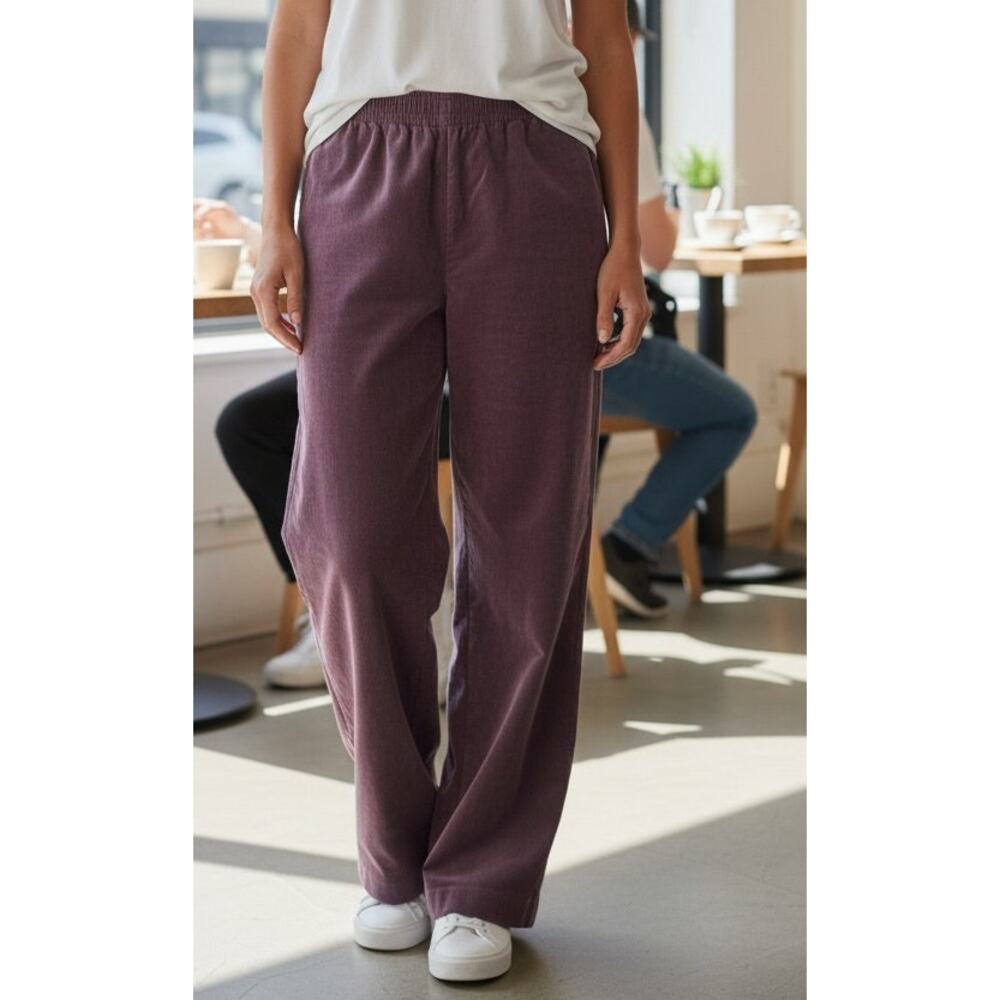 Alfred Dunner Women’s Purple Corduroy Style Elastic Waist Pants – Size 12